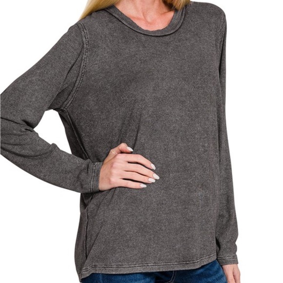 Ash Black Mineral Washed Top - Picture 3 of 3